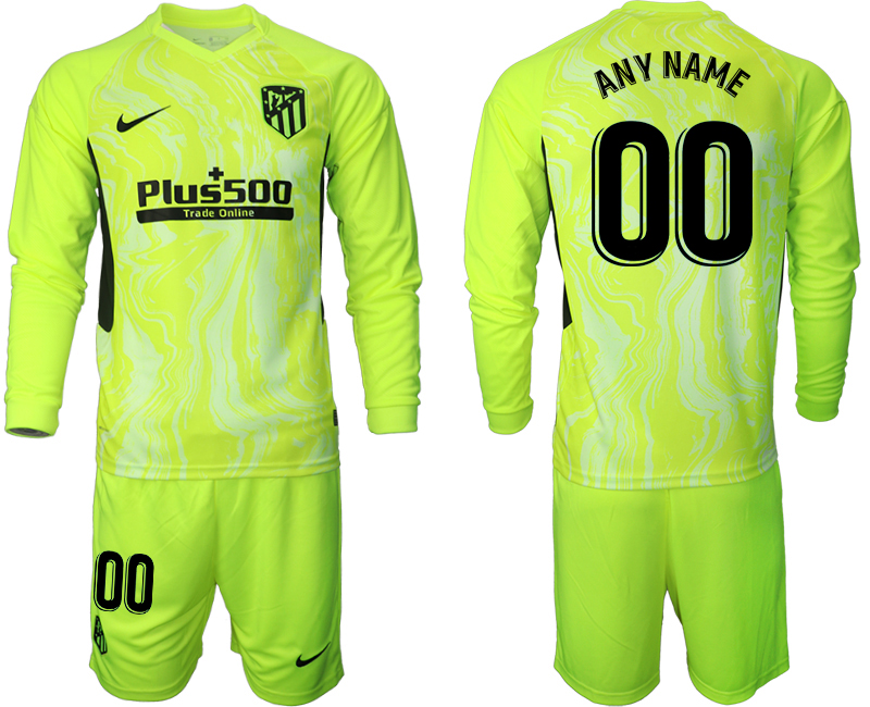 2021 Men Atltico Madrid away long sleeves custom soccer jerseys->youth soccer jersey->Youth Jersey